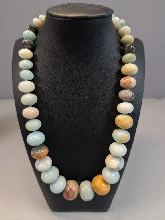 Multi-Color Stone Beaded Necklace with 925 Silver Clasp