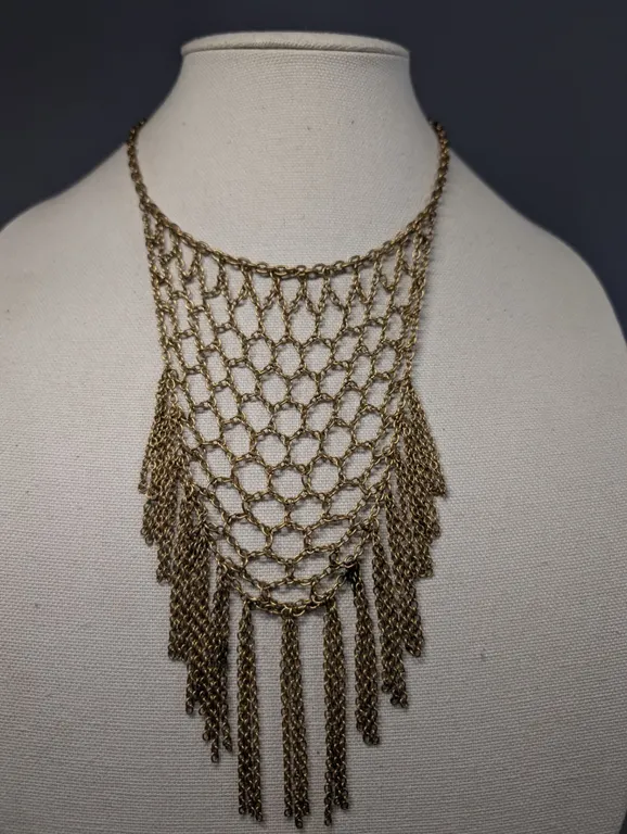 Gold-Tone Mesh Chain Bib Necklace