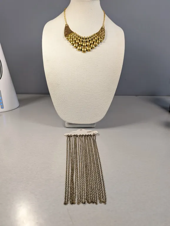 Gold-Toned Statement Necklace and 10 Chains