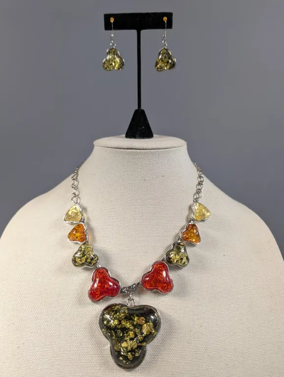 Amber Tone Necklace and Earring Set