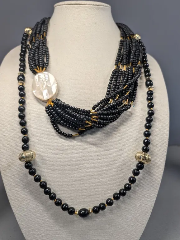 2 black beaded Necklaces