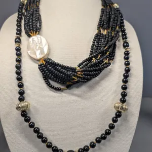 2  black beaded Necklaces