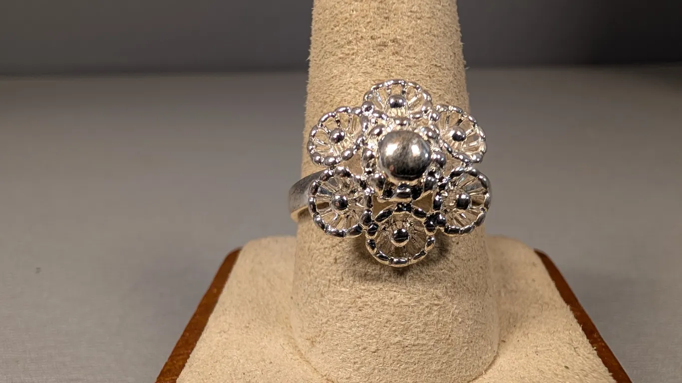 Silver Filigree Floral Ring