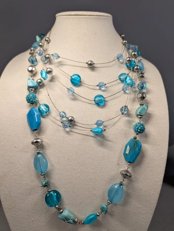 Two Blue and Turquoise Beaded Necklaces