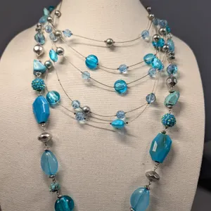 Two Blue and Turquoise Beaded Necklaces