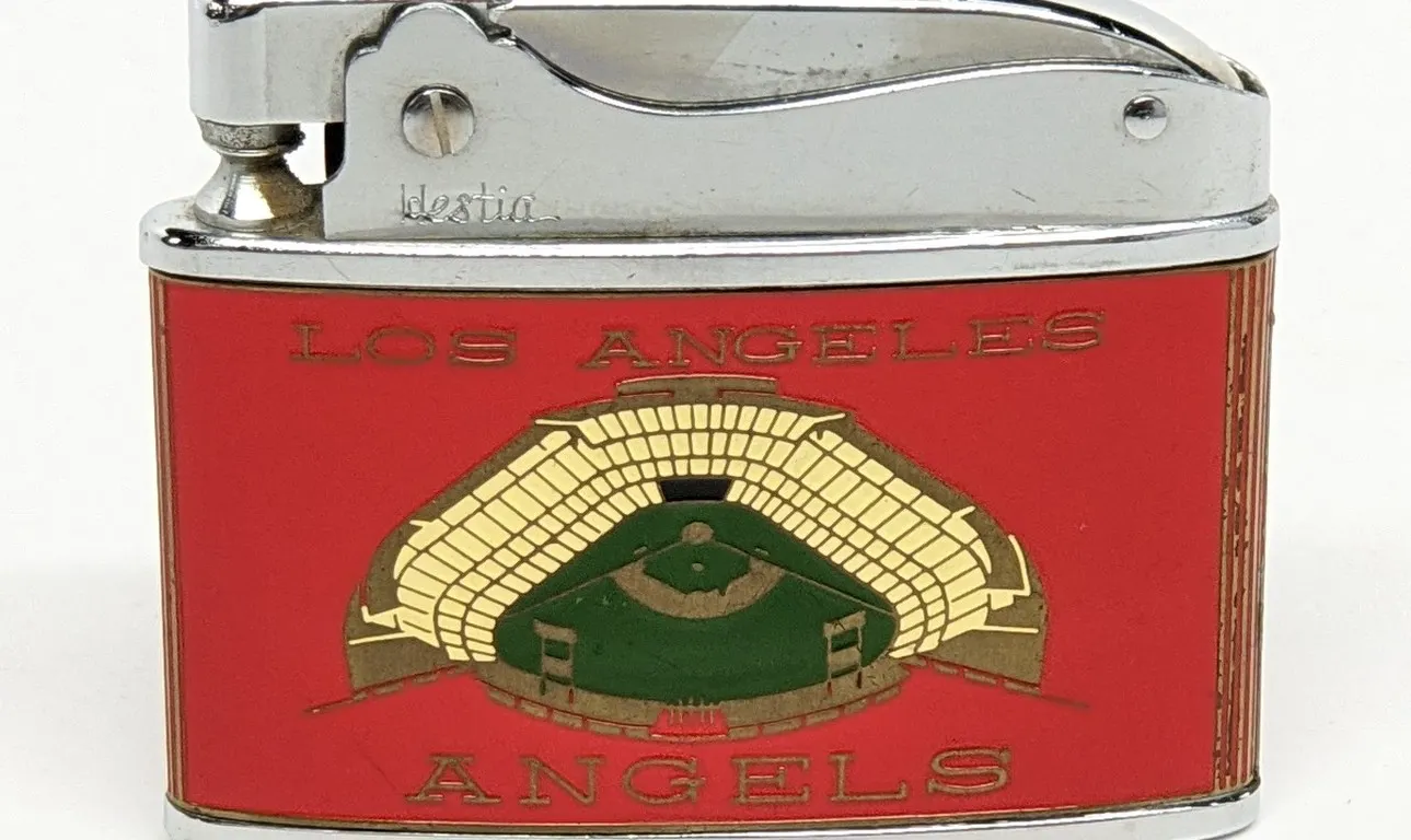 LOS ANGELES ANGELS BASEBALL TEAM DEDICATION APRIL 10, 1962 HESTIA CIGARETTE LIGHTER