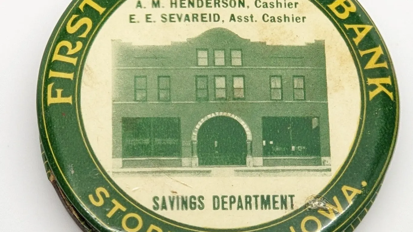 CELLULOID POCKET BANK FIRST NATIONAL BANK STORY CITY IOWA
