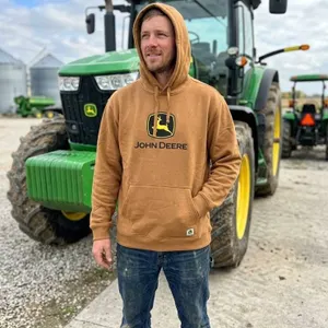 John Deere Brown Logo Hoodie Size Large