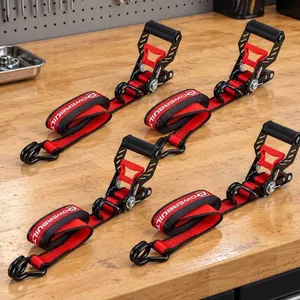 Powerbuilt 4-Pc Ratchet Tie Down Set 16 ft 3300 lb