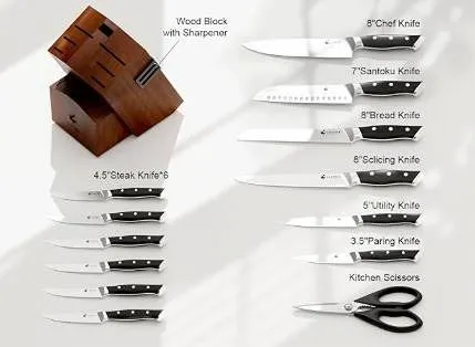 Livtek Falcon 15-Piece Knife Block Set