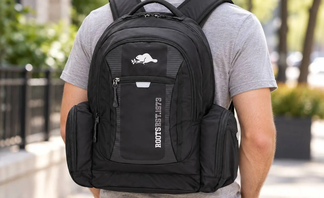 Roots 1973 Black Nylon Backpack