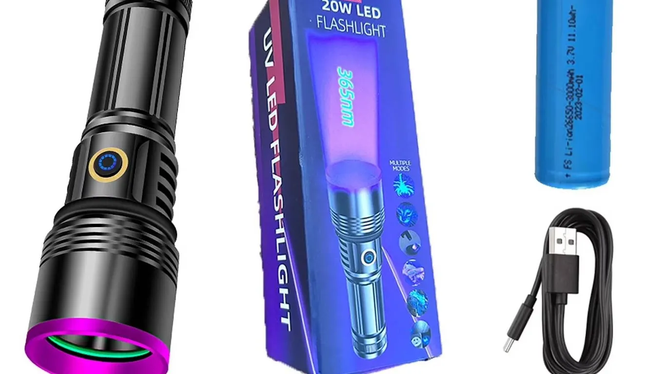 20W 365nm UV LED Flashlight, Multiple Modes