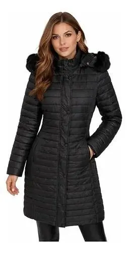 Nutexrol Black Puffer Jacket with Faux Fur Hood