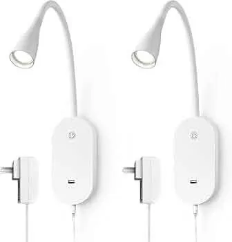 Deeloop LED Wall Lamp 2 Pack, Dimmable, USB