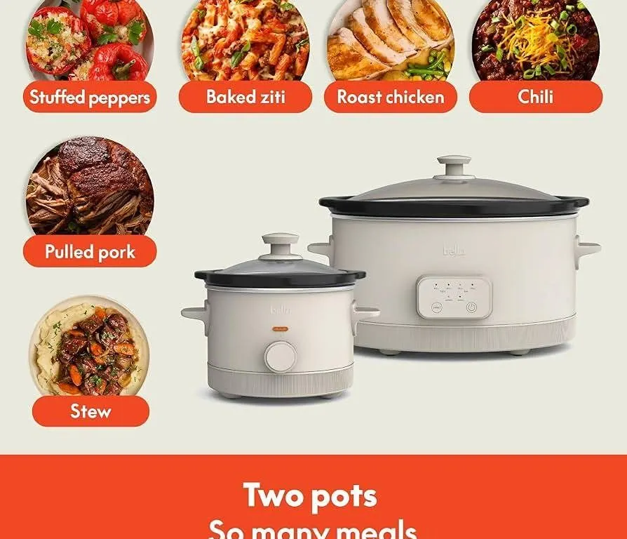 Bella Slow Cooker Set 2 Piece Duo White