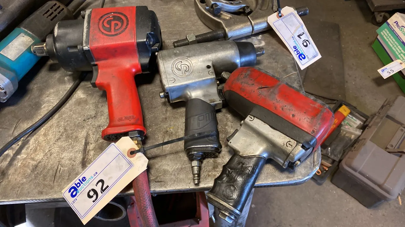 3 CHICAGO PNEUMATIC AIR IMPACT GUNS. 2 X 1/2", 1 X 3/4"