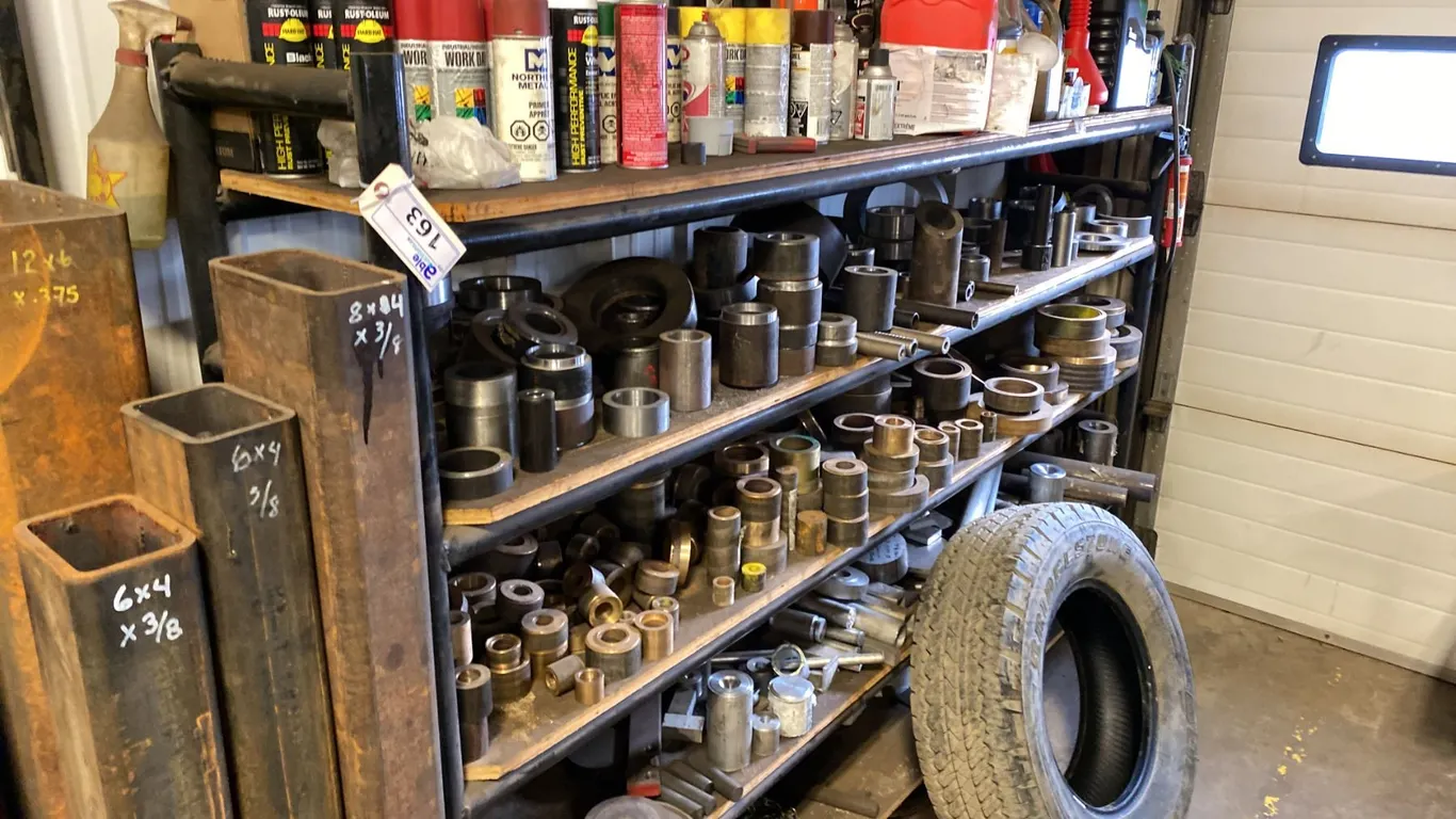 CUSTOM HEAVY DUTY METAL SHELF 8' X 18" X 66"H MADE WITH 20" TUBING. NO CONTENTS