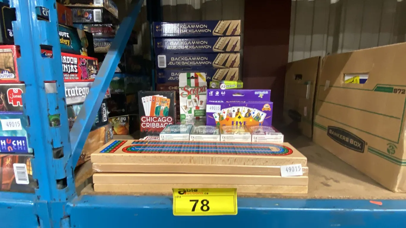 ASSORTED CRIBBAGE, CARD GAMES & BACKGAMMON BOARD GAMES