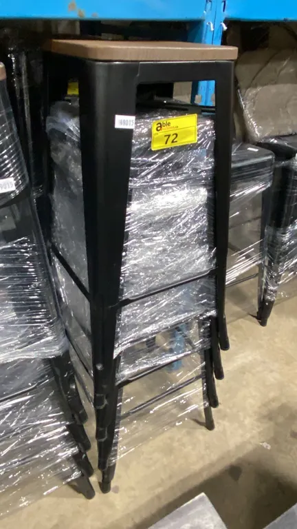 STACK OF 4 METAL MODERN BAR HEIGHT STOOLS