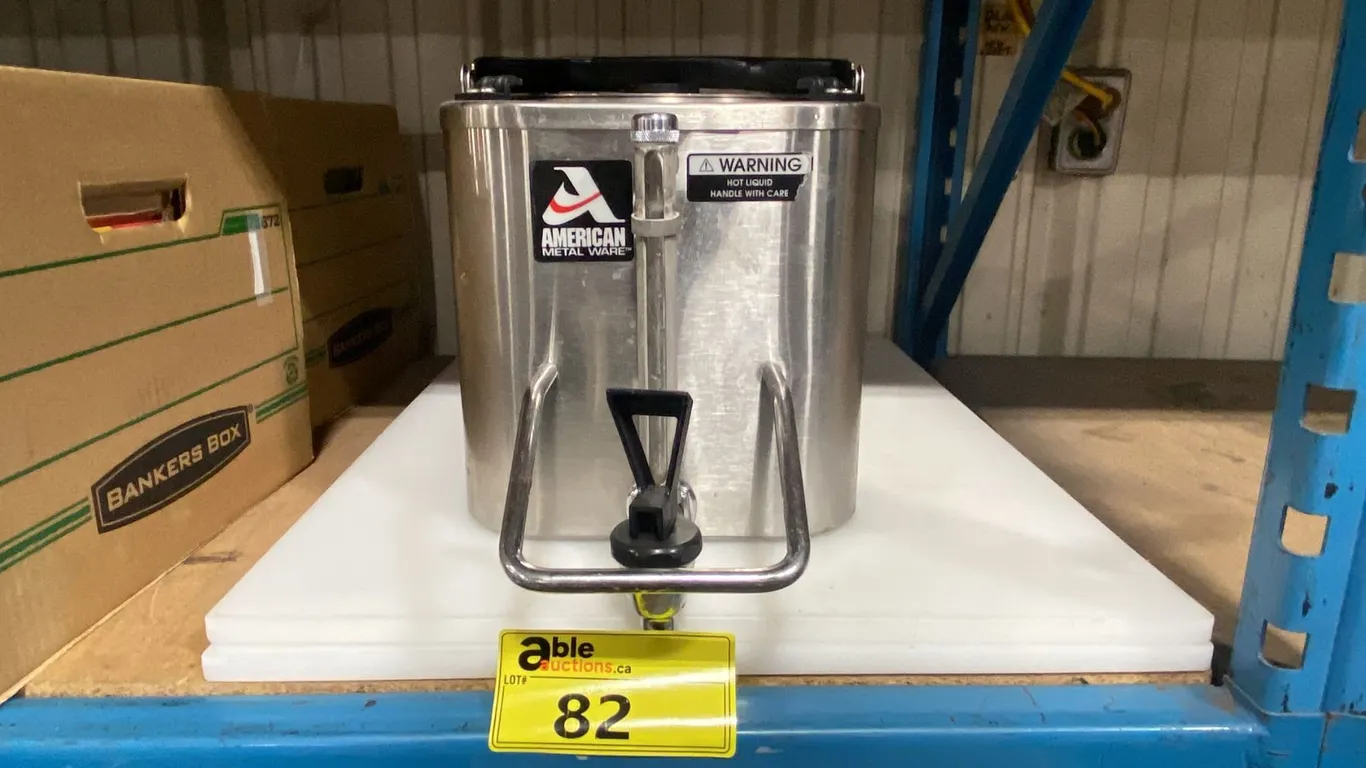 AMERICAN STAINLESS STEEL ELECTRIC HOT BEVERAGE DISPENSER & 2 PLASTIC CUTTING BOARDS