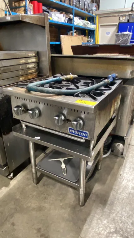 BISHOP 24" STAINLESS STEEL 4 BURNER COMMERCIAL NG COOKTOP WITH STAINLESS STEEL EQUIPMENT STAND