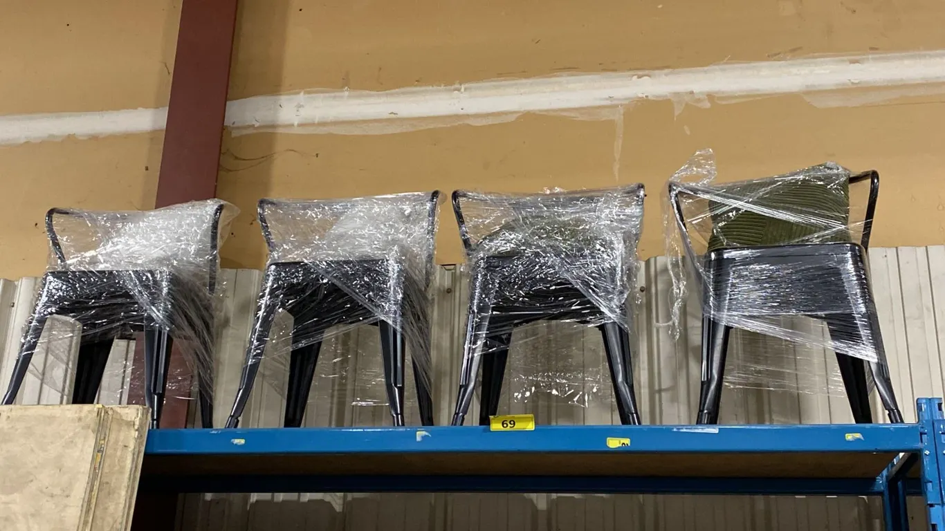 4 METAL CURVED BACK MODERN CAFE CHAIRS