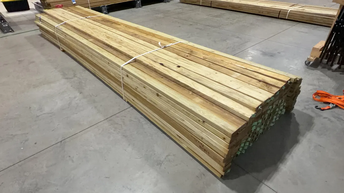 Bundle of Green Treated Lumber