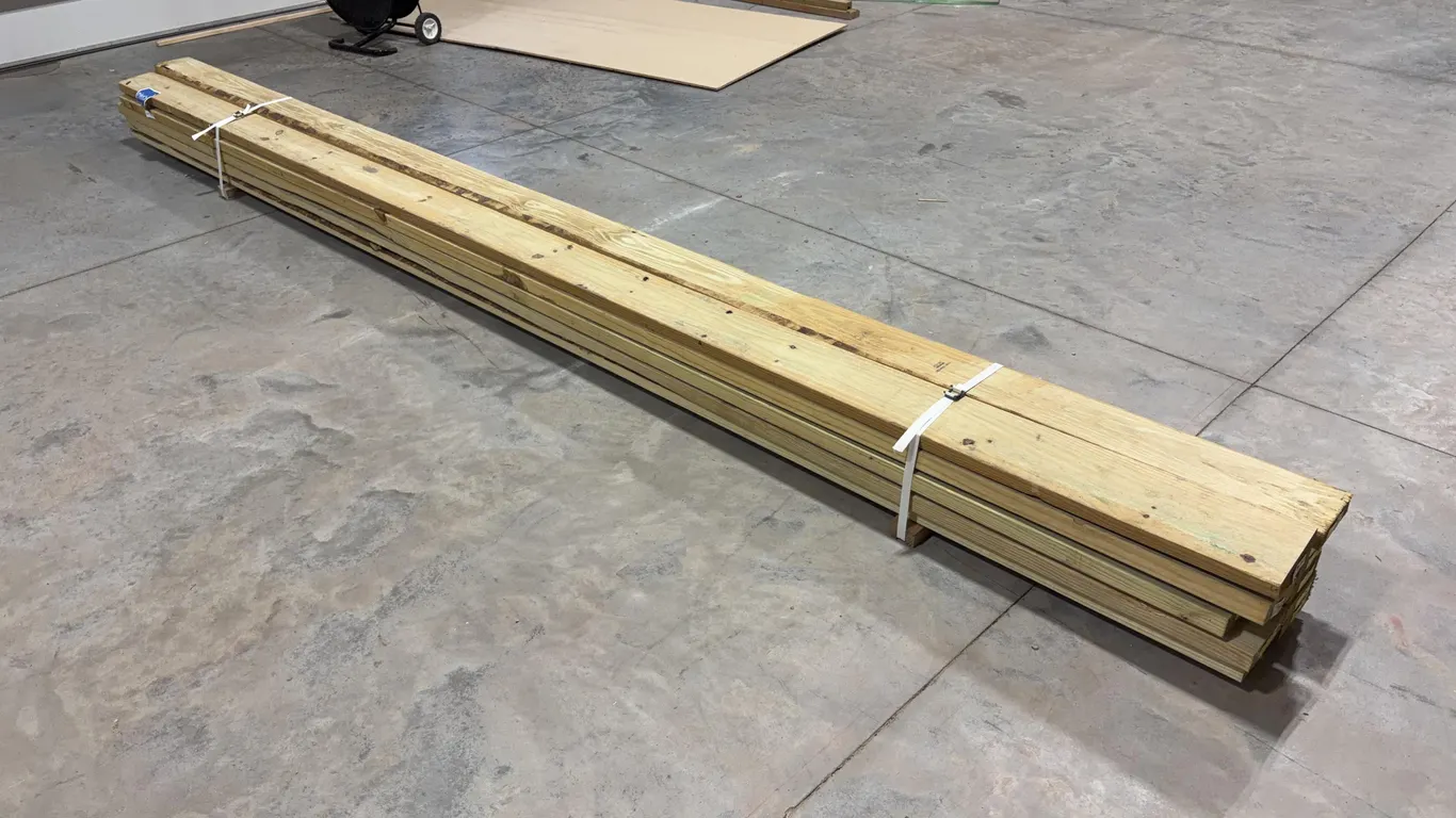 Bundle of Green Treated Lumber