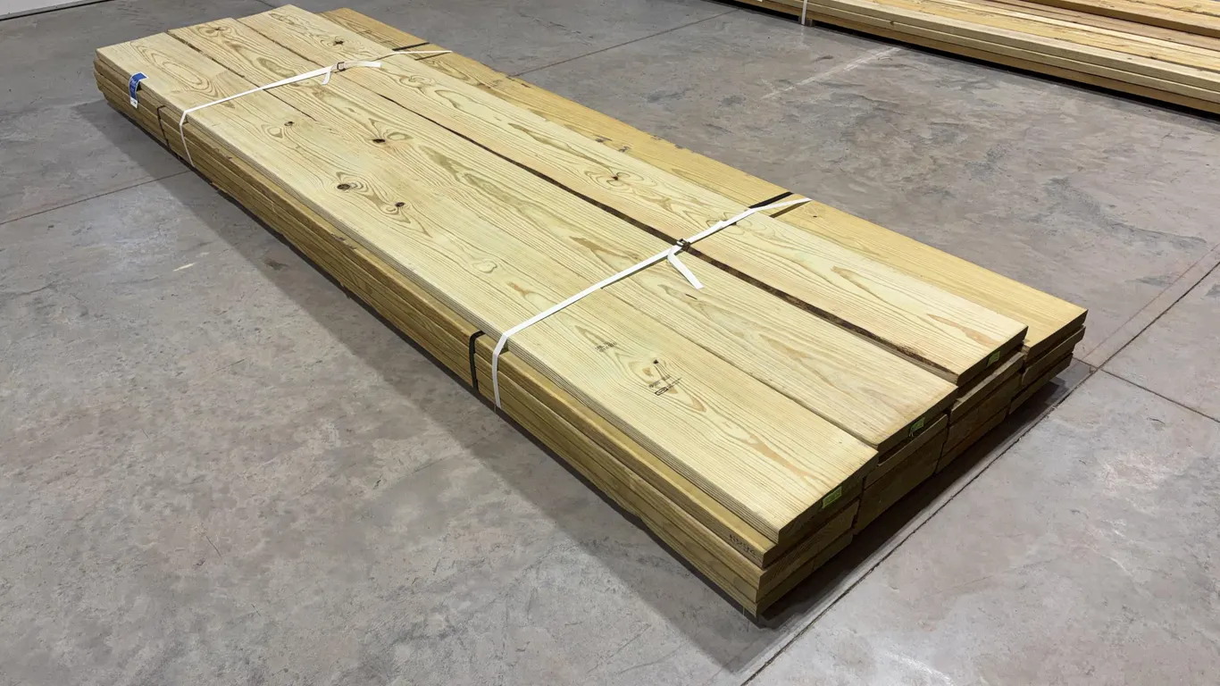 Bundle of Green Treated Lumber