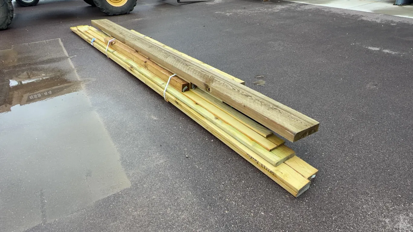 Bundle of Green Treated Lumber