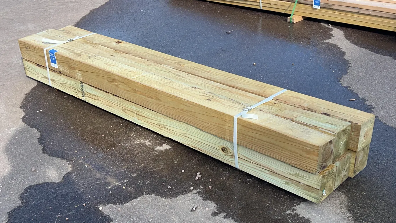 Bundle of Green Treated Lumber