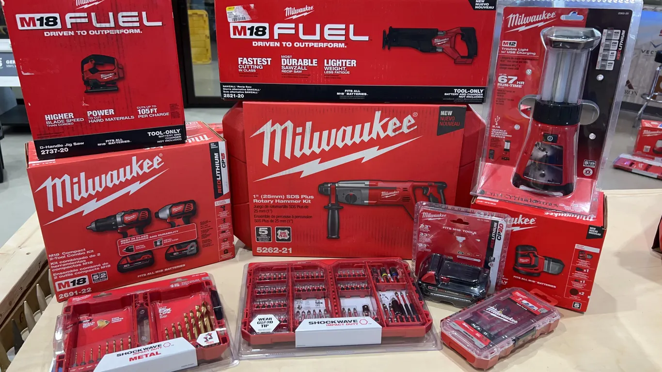 Assortment of Milwaukee Tools and Accessories