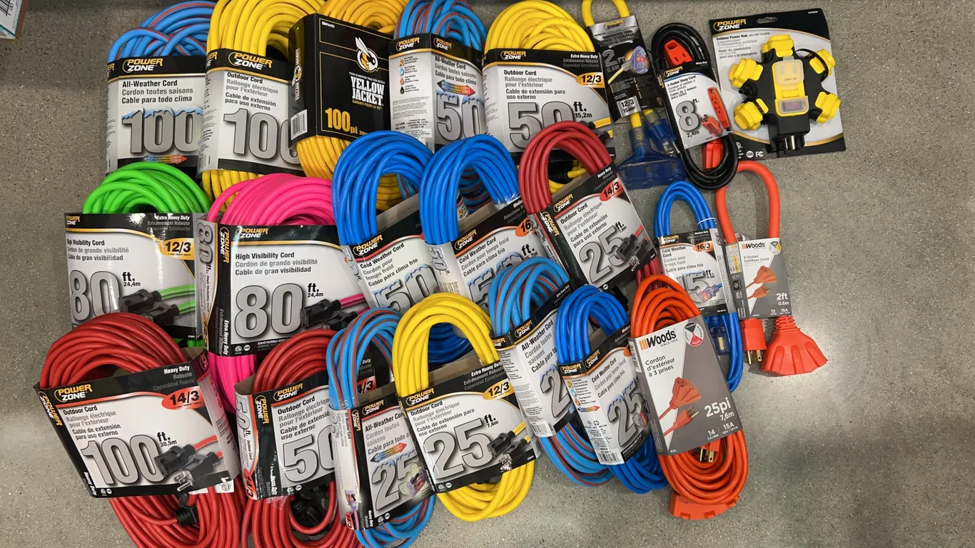 Assortment of Extension Cords, Adapters, and Hubs