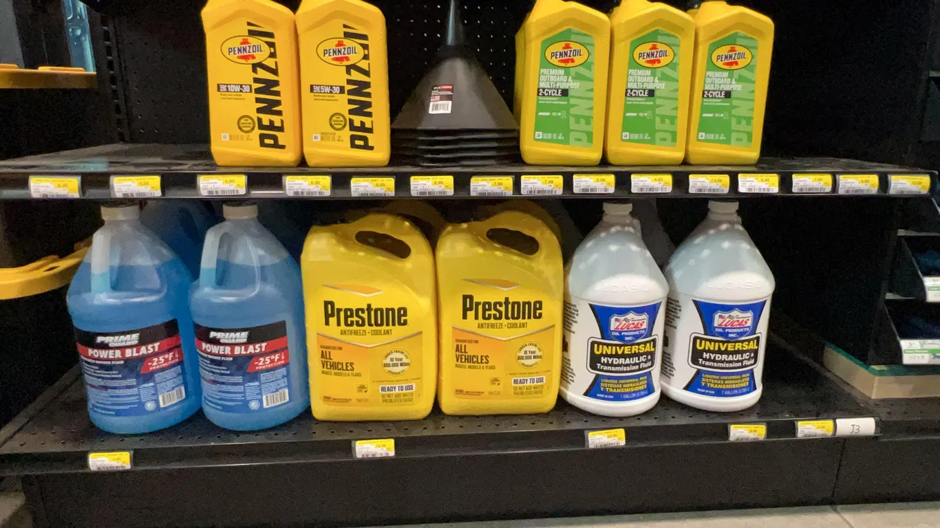 Assortment of Vehicle Fluids and Oil