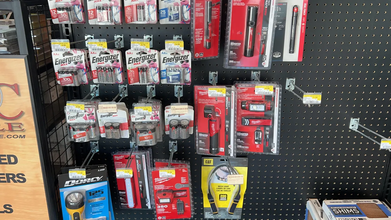 Assortment of Batteries and Flashlights