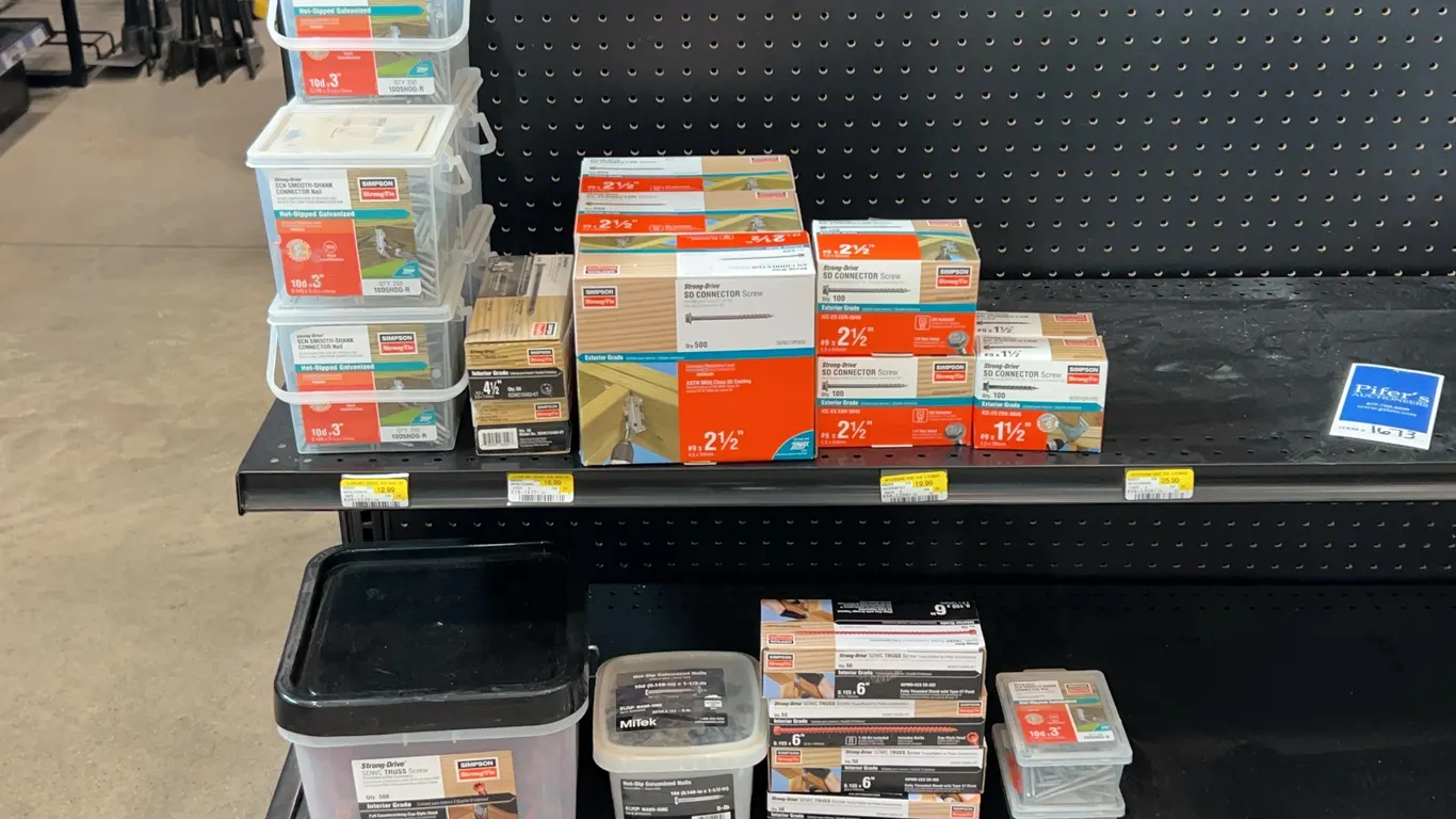 Bundle of Truss Screws, Connector Screws, and Nails