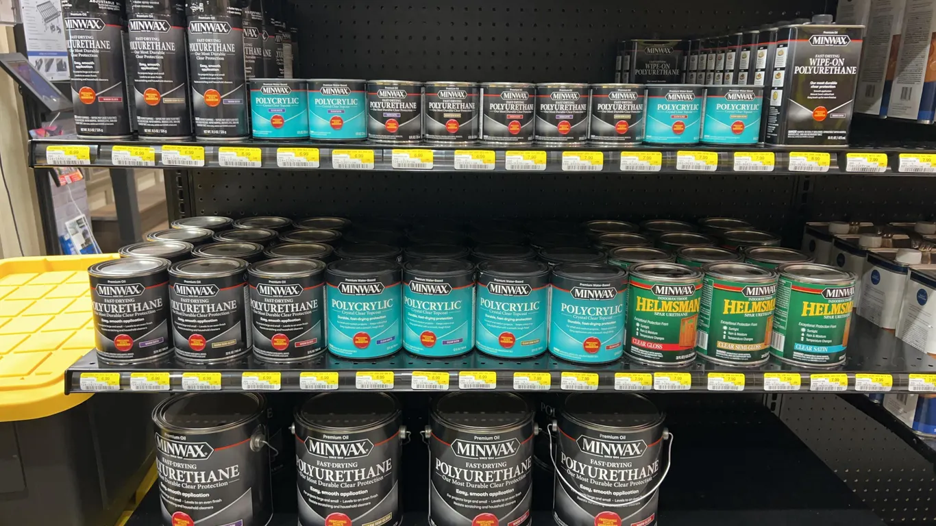 Assortment of Minwax Polyurethane, Polycrylic, and Spar Urethane