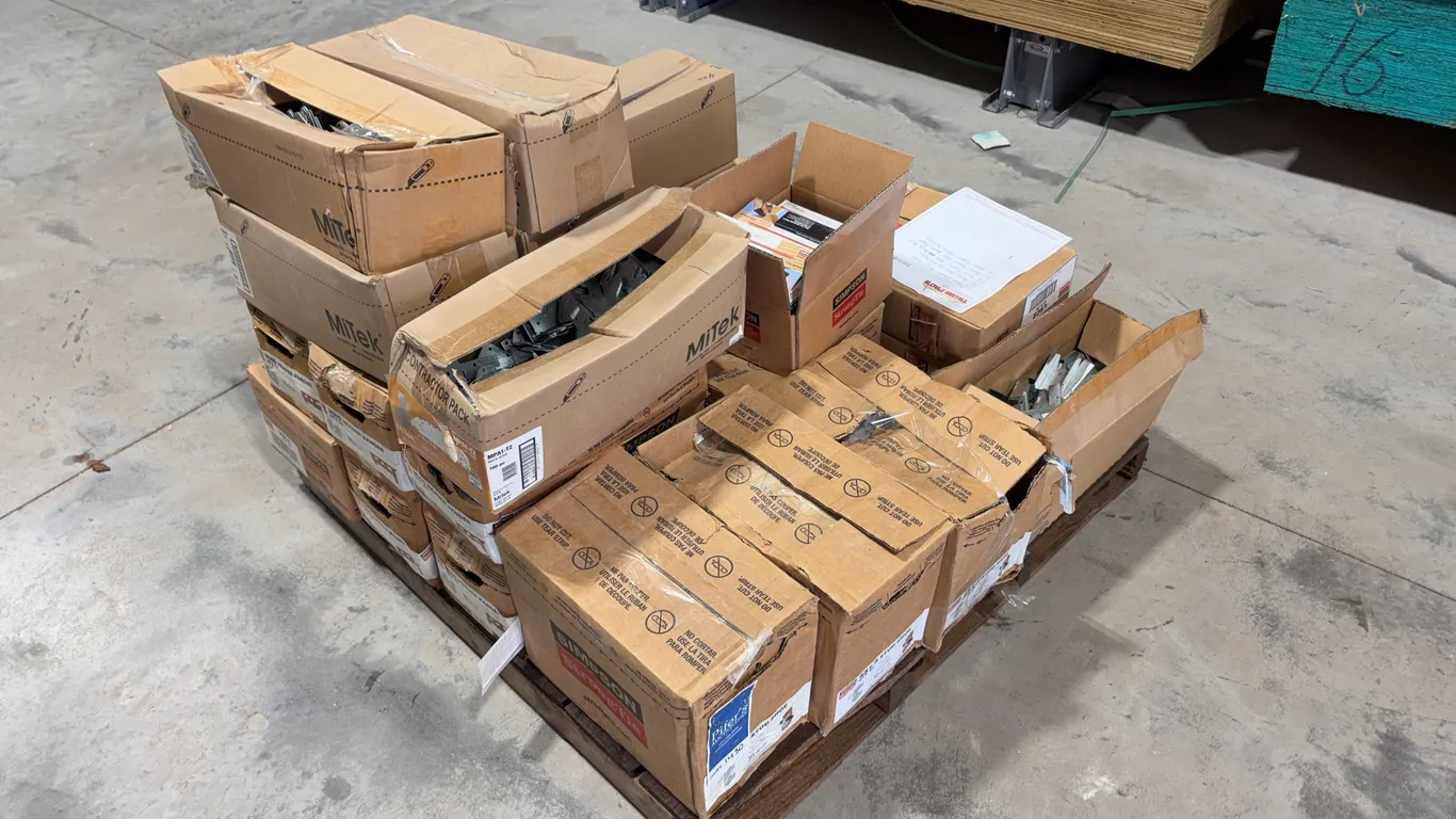 Assortment of Stringer connectors, Angles, and Hangers