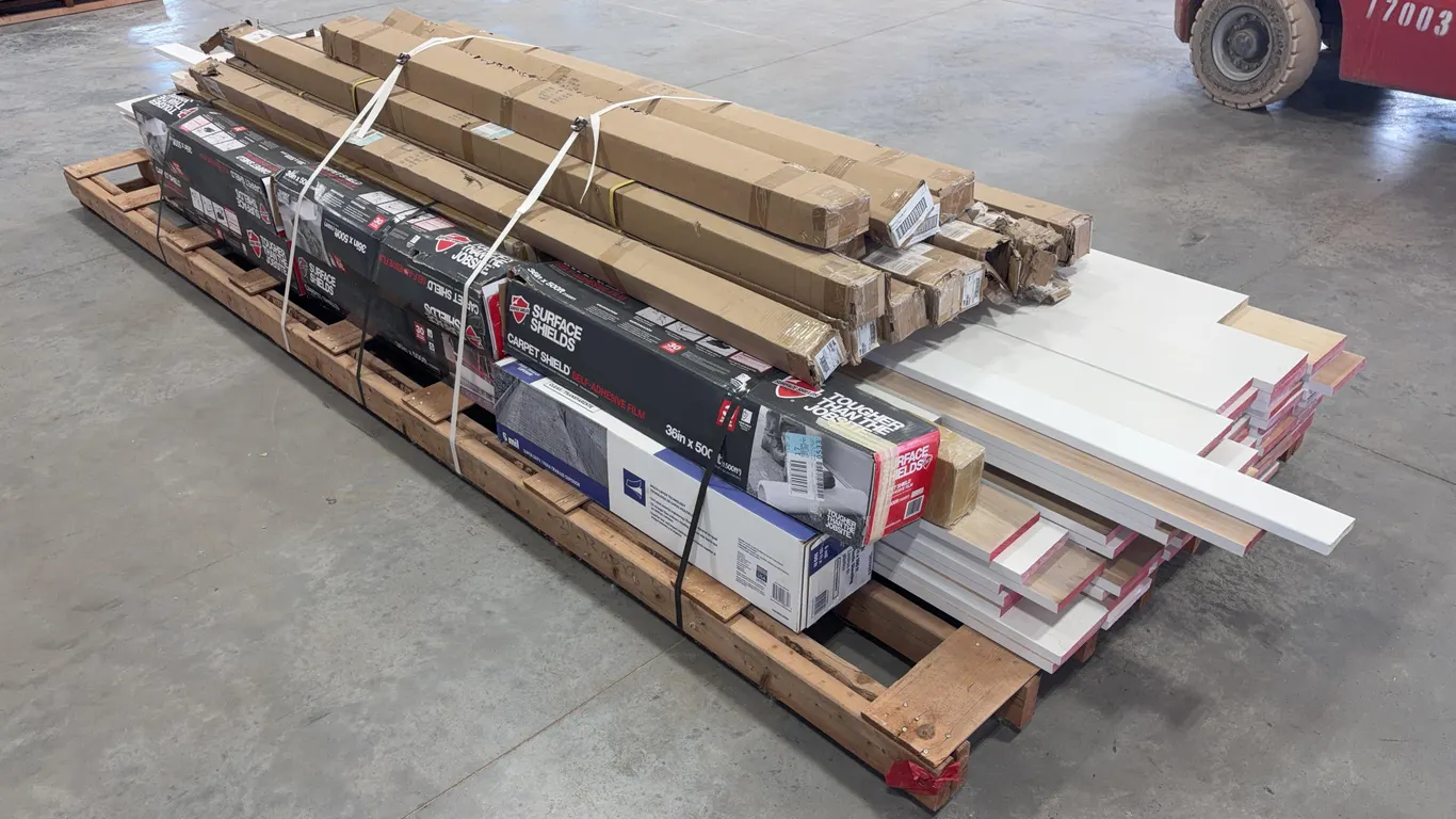 Bundle of Prefinished Lumber, Closet Rods, and Carpet Shield