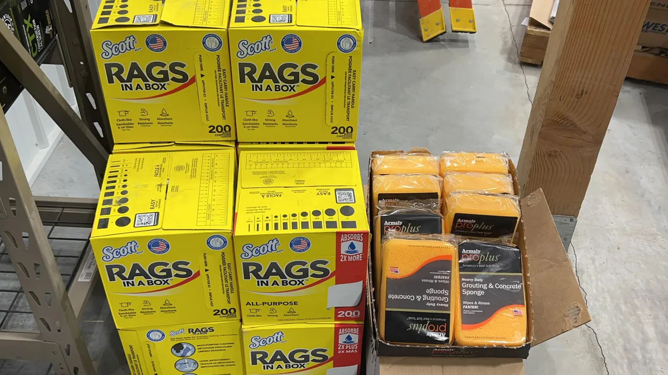 Scott Rags, and ProPlus Grout & Concrete Sponges