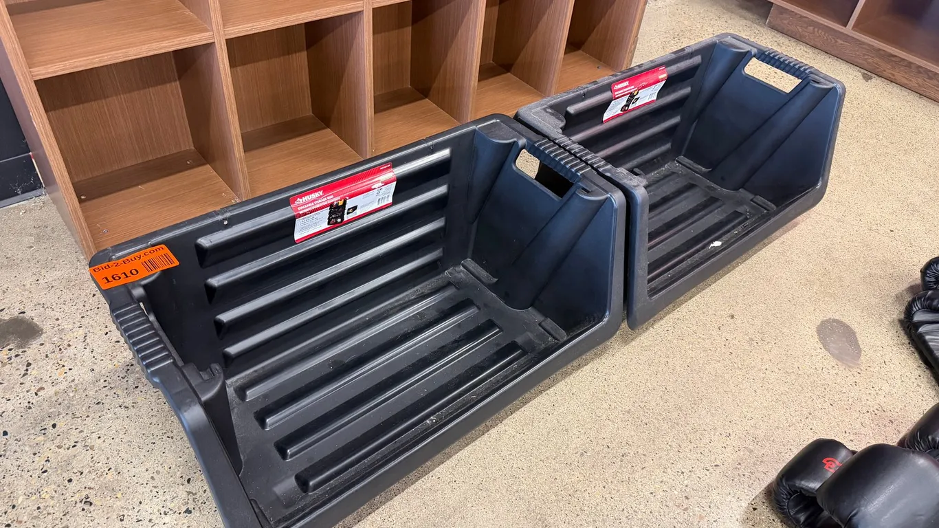 (2) Husky Stacking Storage Bins