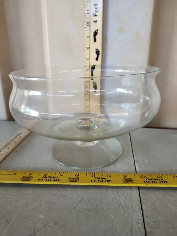Vintage Hand Blown Glass Footed Serving Dish 10"X6.5"