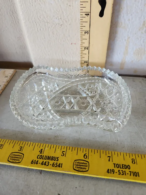 Vintage Pres Cut Glass Dish 6.25"X4.5"X1.25"