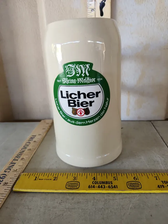 Vintage Licher Bier Crock Beer Mug 7.5" Tall