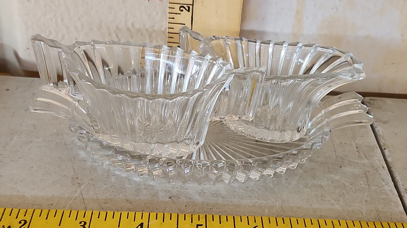 Vintage Heisey Glass Ridgeleigh Sugar, Creamer, & Tray Set