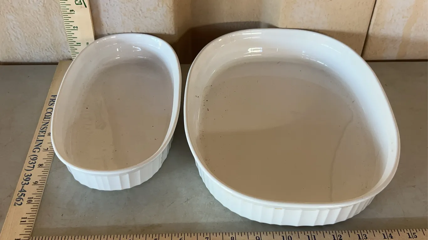 Vintage Corning Ware French White Baking Dishes 1 L & 2.5 Qt.