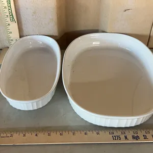 Vintage Corning Ware French White Baking Dishes 1 L & 2.5 Qt.