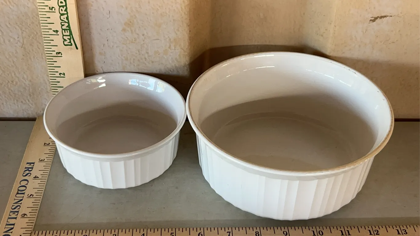 Vintage Corning Ware French White Baking Dishes 1.6 L & 500 ML