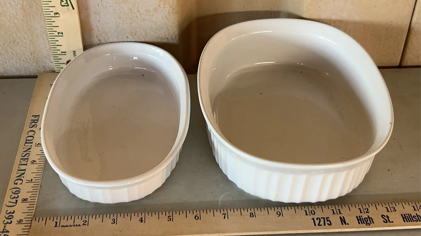 Vintage Corning Ware French White Baking Dishes 700 Ml & 1.5 Qt