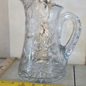 Vintage/Antique Victorian American Brilliant Period Cut Glass Pitcher 8.25" Tall
